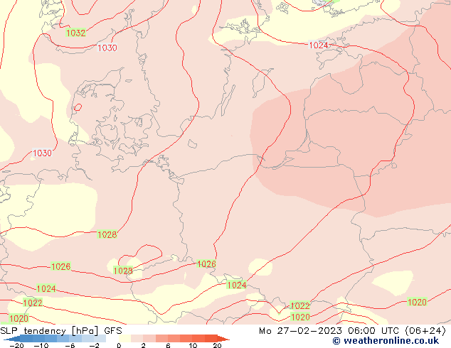 tendencja GFS pon. 27.02.2023 06 UTC