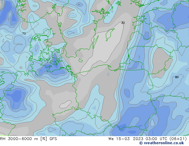 RH 3000-6000 m GFS śro. 15.03.2023 03 UTC