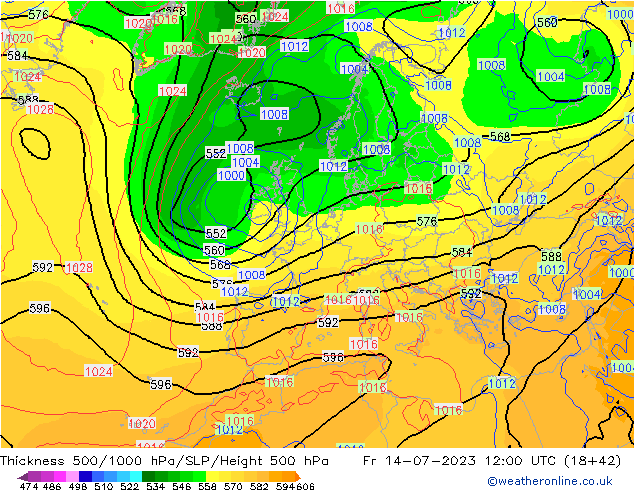 Thck 500-1000hPa GFS pt. 14.07.2023 12 UTC